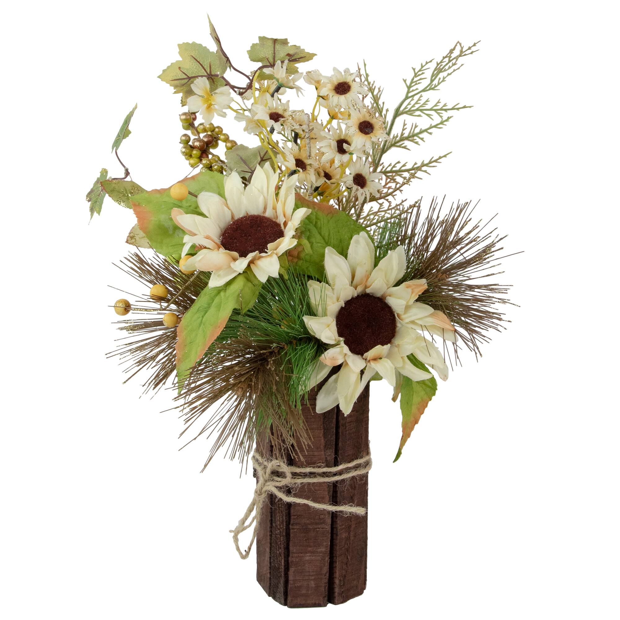 16" Sunflowers & Berries Artificial Fall Harvest Floral Decoration